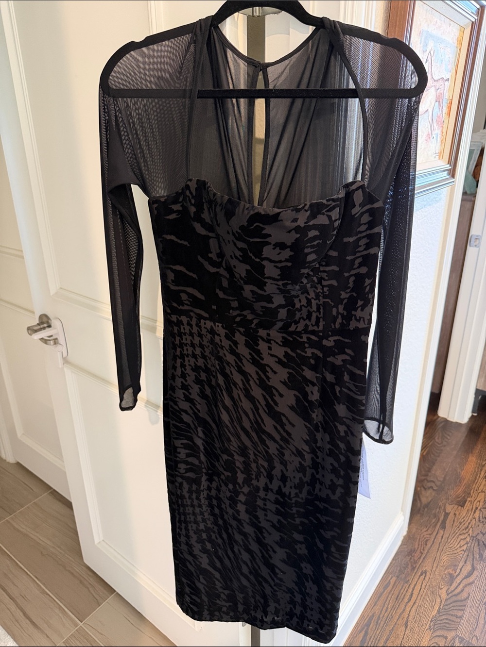 Dress the Population Black Sheer Mesh Long Sleeve Bodycon Dress
